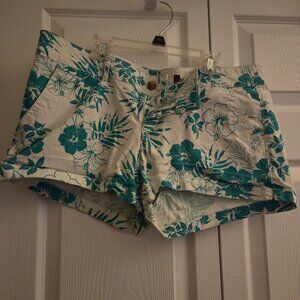 White and Blue Tropical Shorts